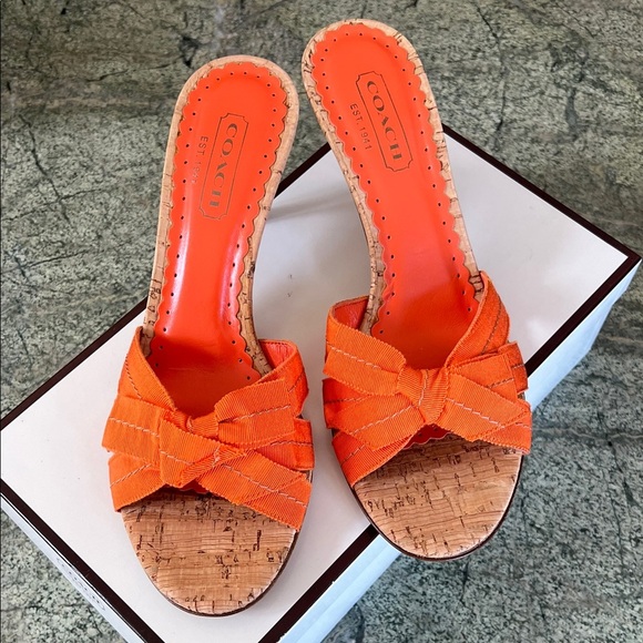 Coach Women's Tangerine Gros Grain Heels Y2K kitten heels sandals - Picture 3 of 5